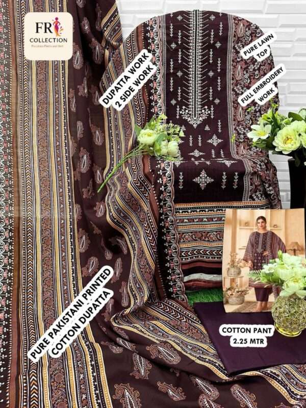 FARASHA SELF EMBROIDERY WORK WITH DUPATTA WORK - Image 4
